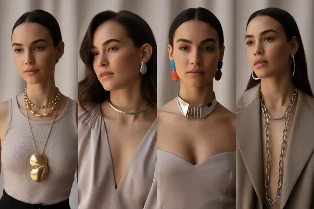 quatre femmes différentes démontrant comment les bijoux mettent en valeur différents types de silhouettes et de morphologies