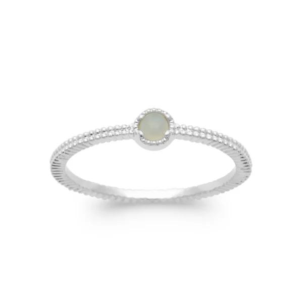 Bague fine striée agate bleue argent rhodié
