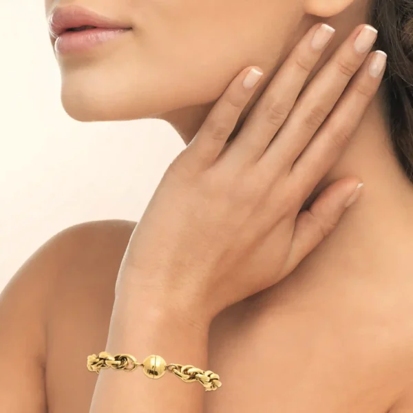 Bracelet acier inoxydable dore maille gourmette torsadee