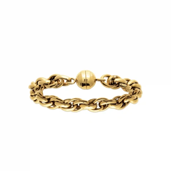 Bracelet acier inoxydable dore maille gourmette torsadee Bracelet acier inoxydable dore maille gourmette torsadee