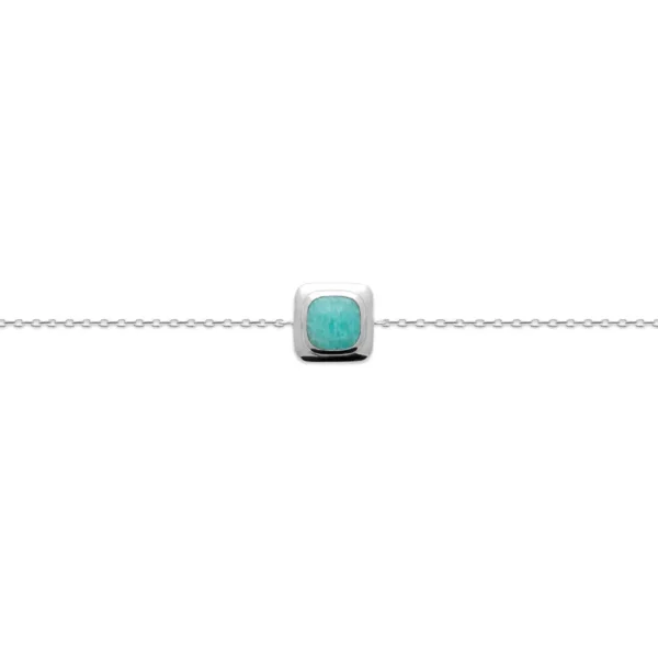 Bracelet argent rhodié amazonite turquoise carree Bracelet argent rhodié amazonite turquoise carree
