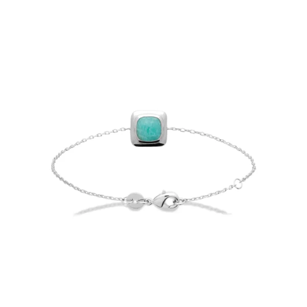 Bracelet argent rhodié amazonite turquoise carree Bracelet argent rhodié amazonite turquoise carree