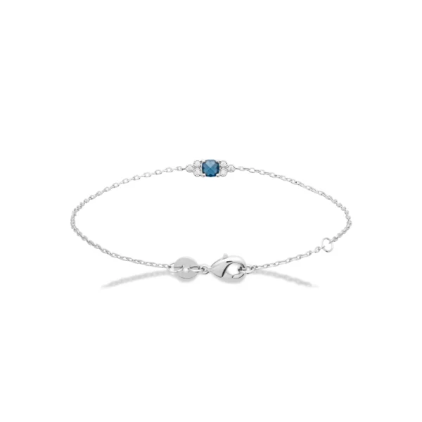 Bracelet argent rhodié cristal bleu et diamants synthétiques Bracelet argent rhodié cristal bleu et diamants synthétiques