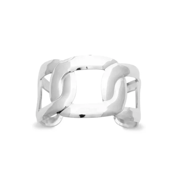 Bracelet manchette maillons oversize acier inoxydable argente