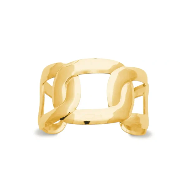 Bracelet manchette maillons oversize acier inoxydable dore