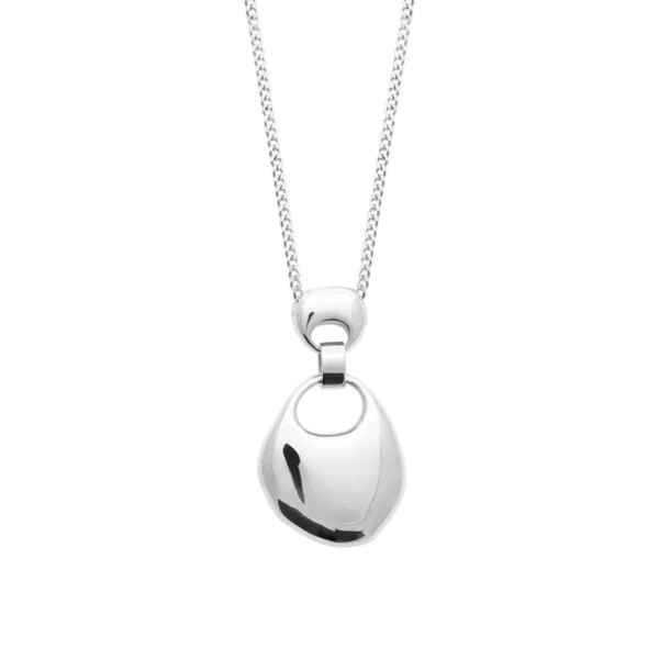 Collier sautoir goutte bombée acier inoxydable argenté Collier sautoir goutte bombée acier inoxydable argenté
