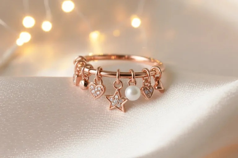 bague avec plusieurs breloques