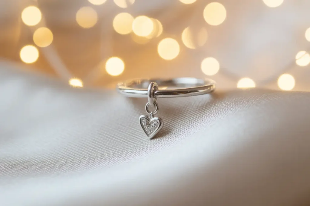 bague breloque coeur en argent