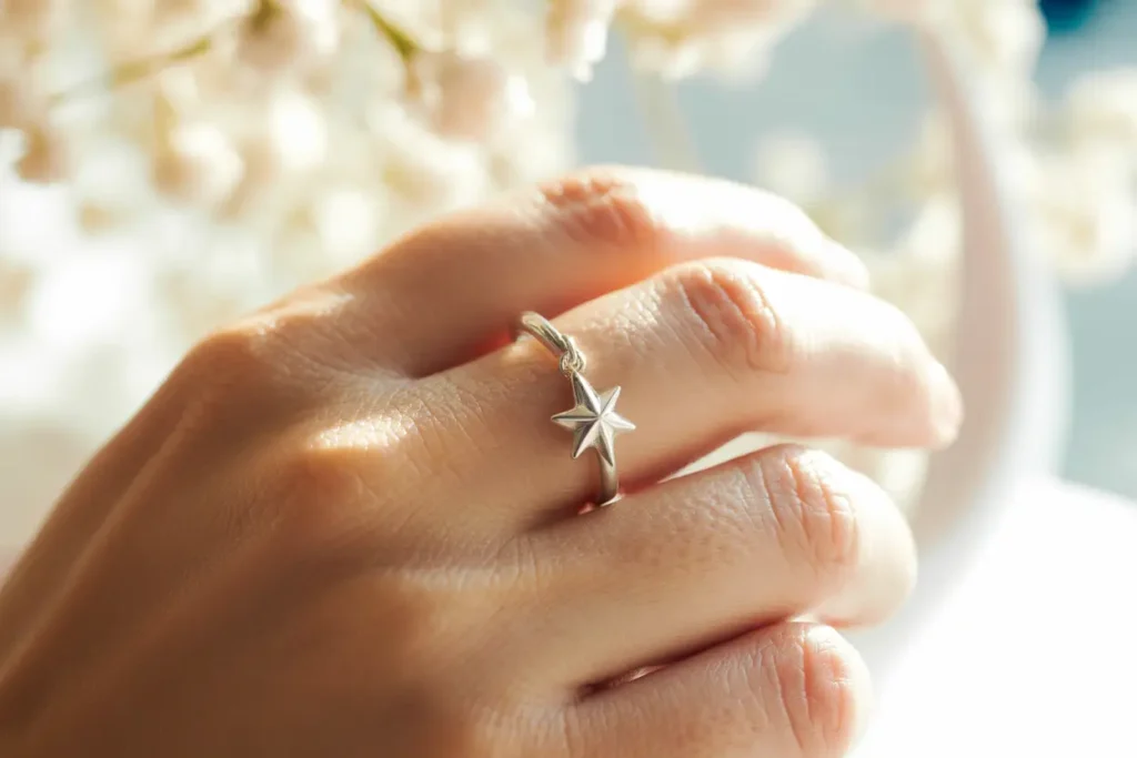 bague breloque etoile en argent