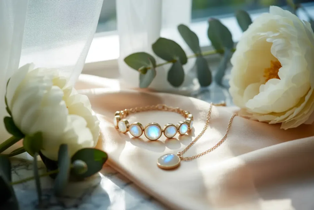 bracelet et collier pierre de lune