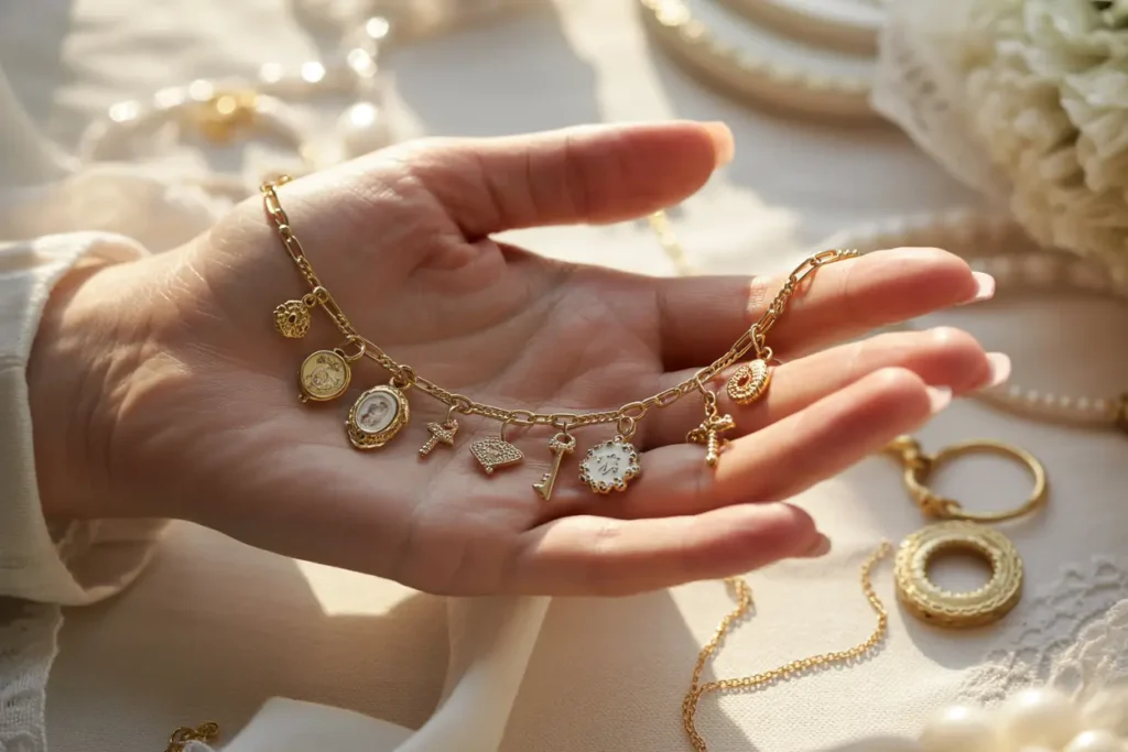collier avec 9 breloques différentes