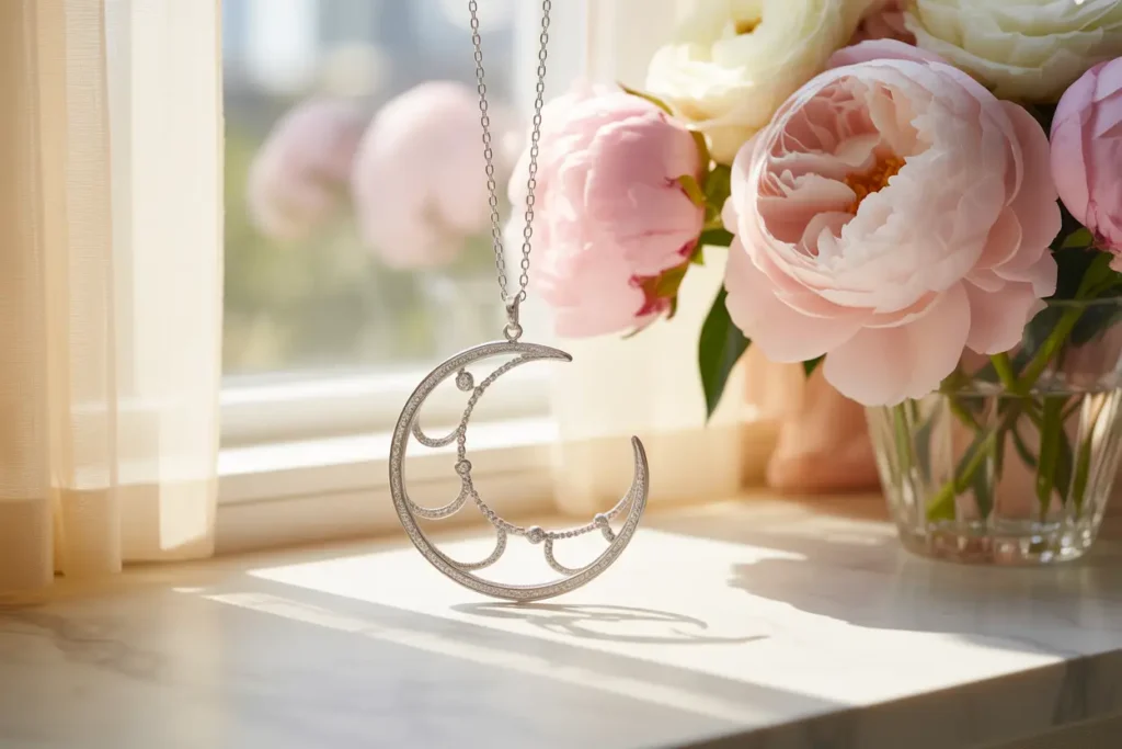 collier croissant de lune ajouré