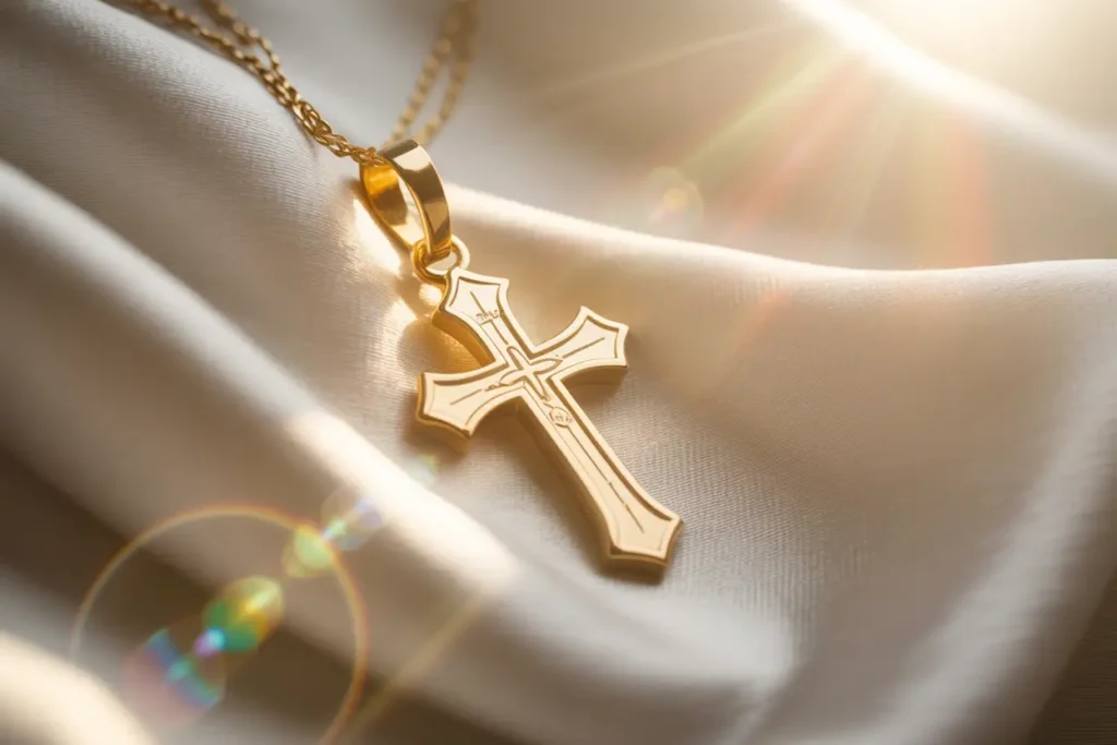 collier croix plaqué or