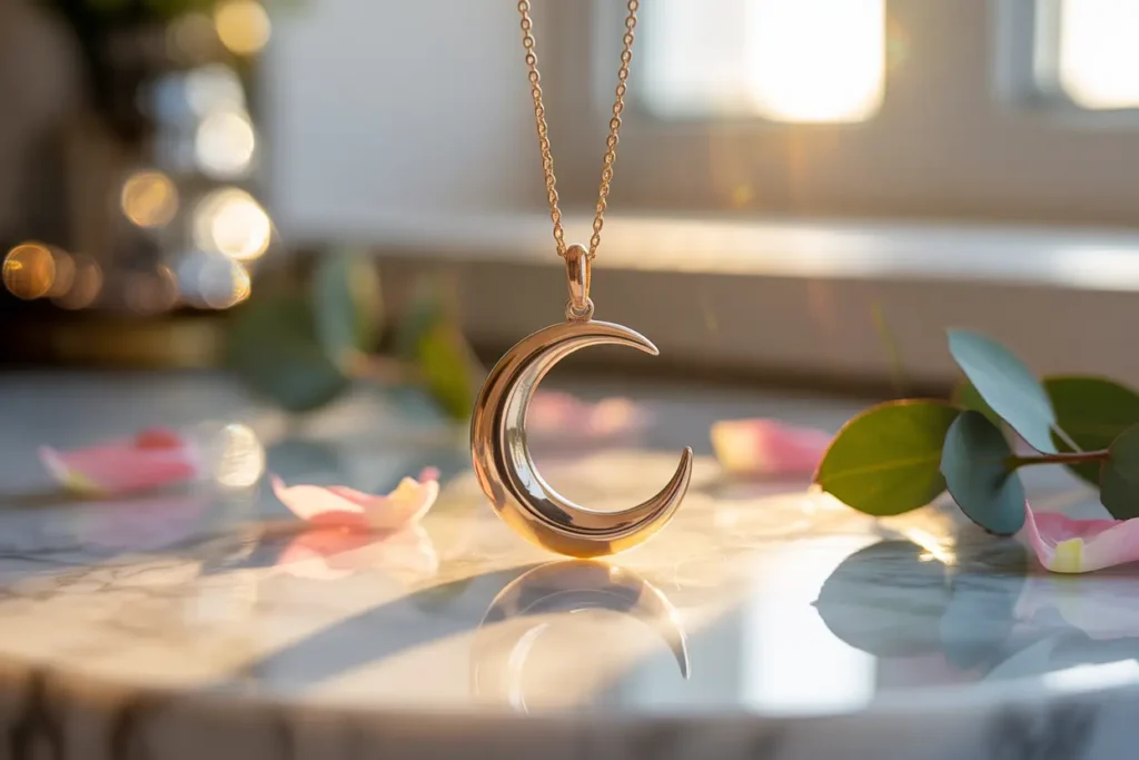 collier lune plaqué or