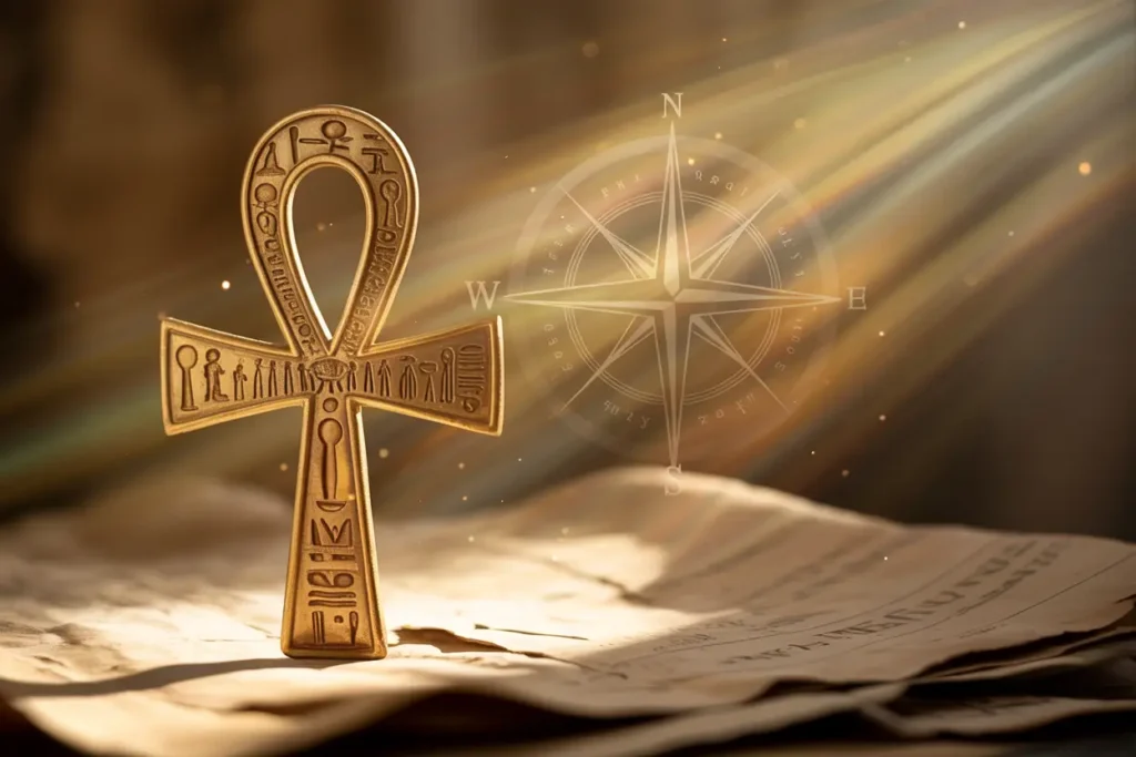 croix égyptienne incrustée de hiéroglyphes