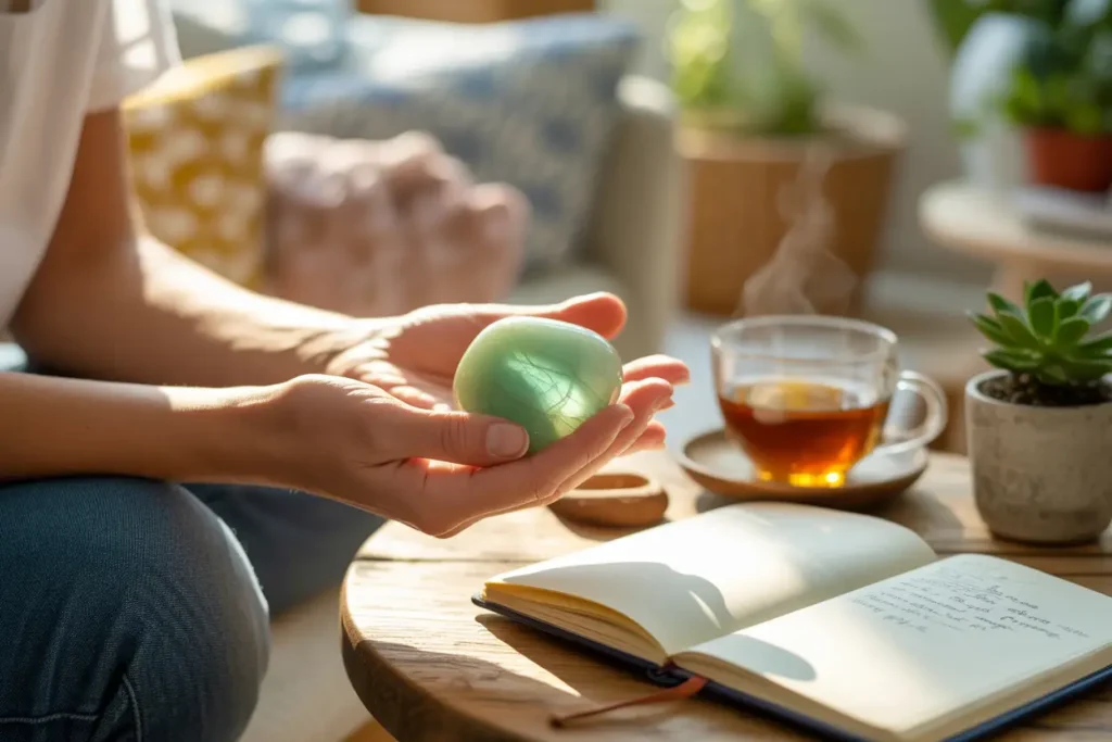 femme quii reçoit les bienfaits de l'aventuine