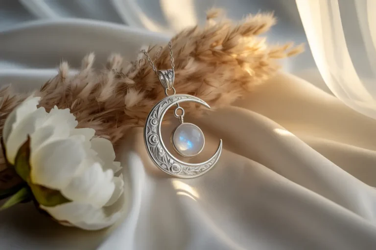 pendentif lune avec pierre de lune