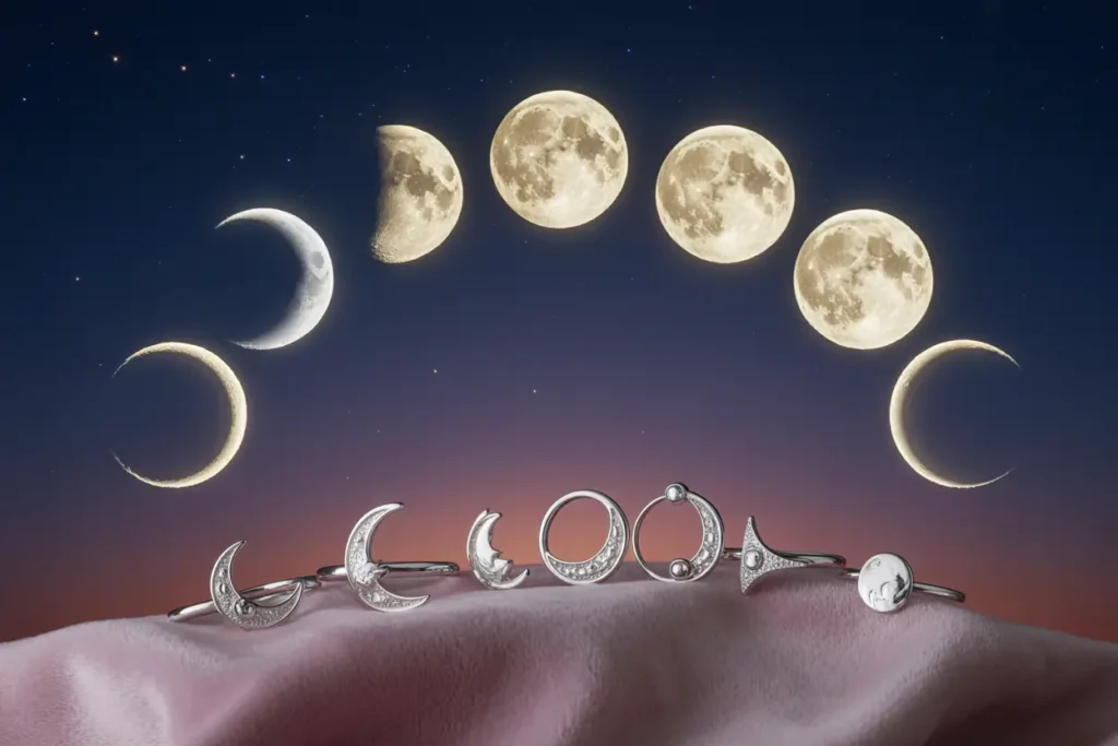 pendentifs croissant de lune et phases lunaires