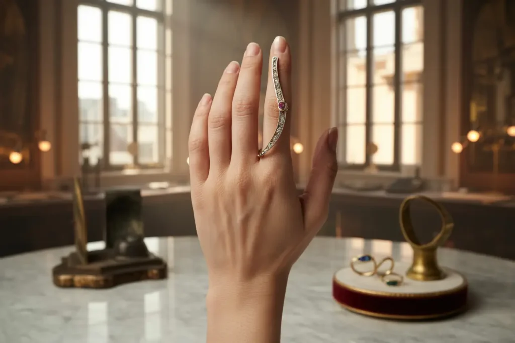 bague longue à l'index
