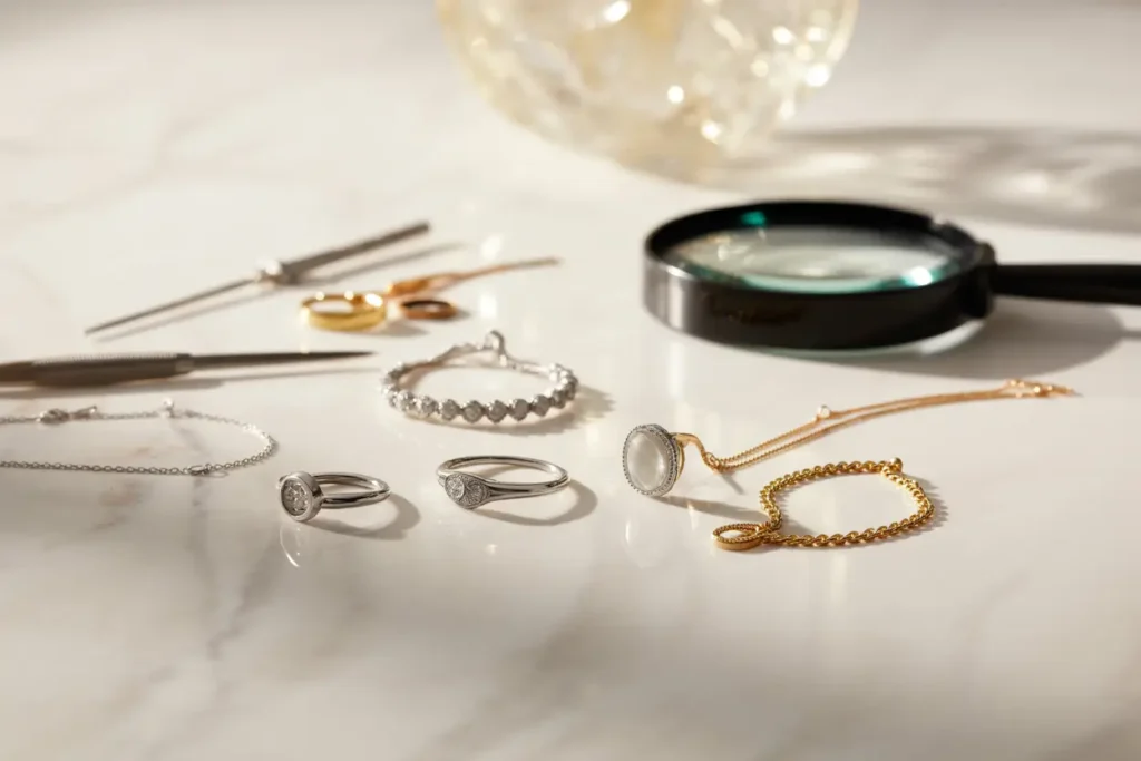 bijoux en argent et or blanc et loupe