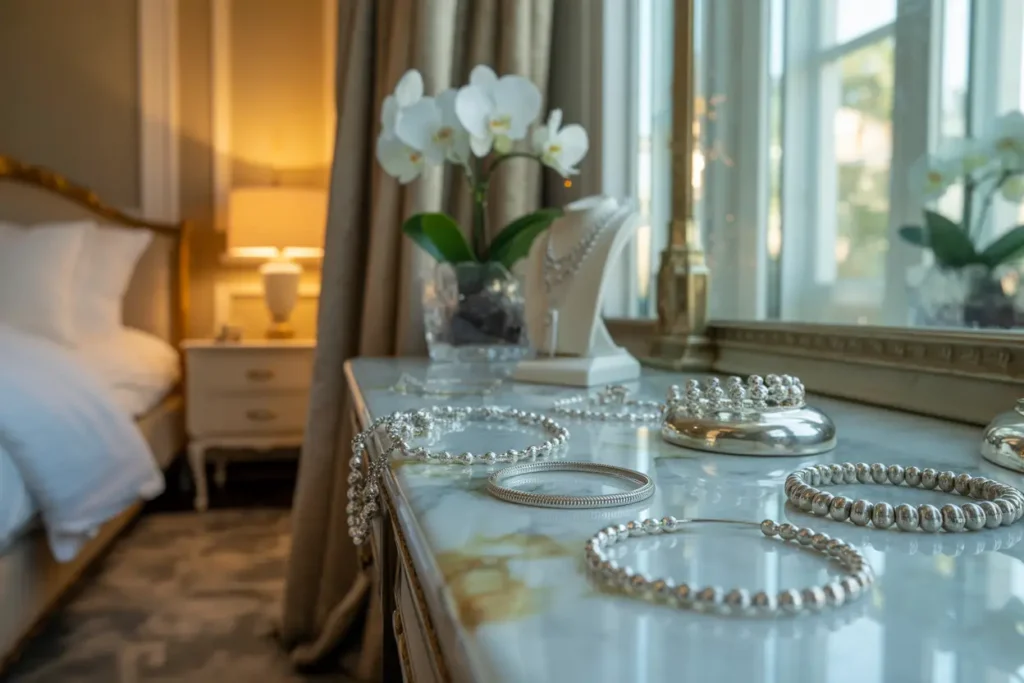 colliers billes argent