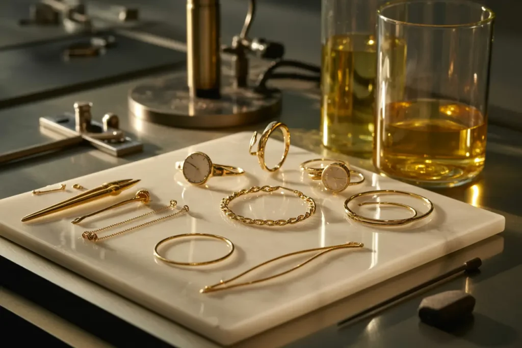 divers objets en plaqué or