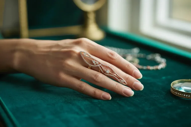 main qui porte une bague longue au majeur