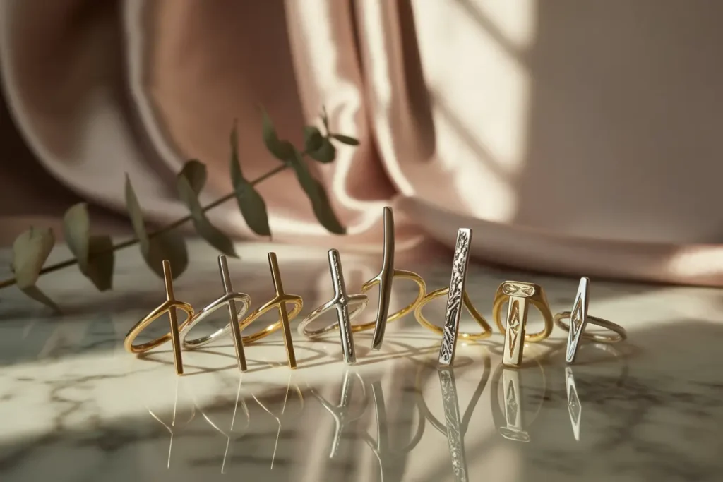 plusieurs bagues longues différentes