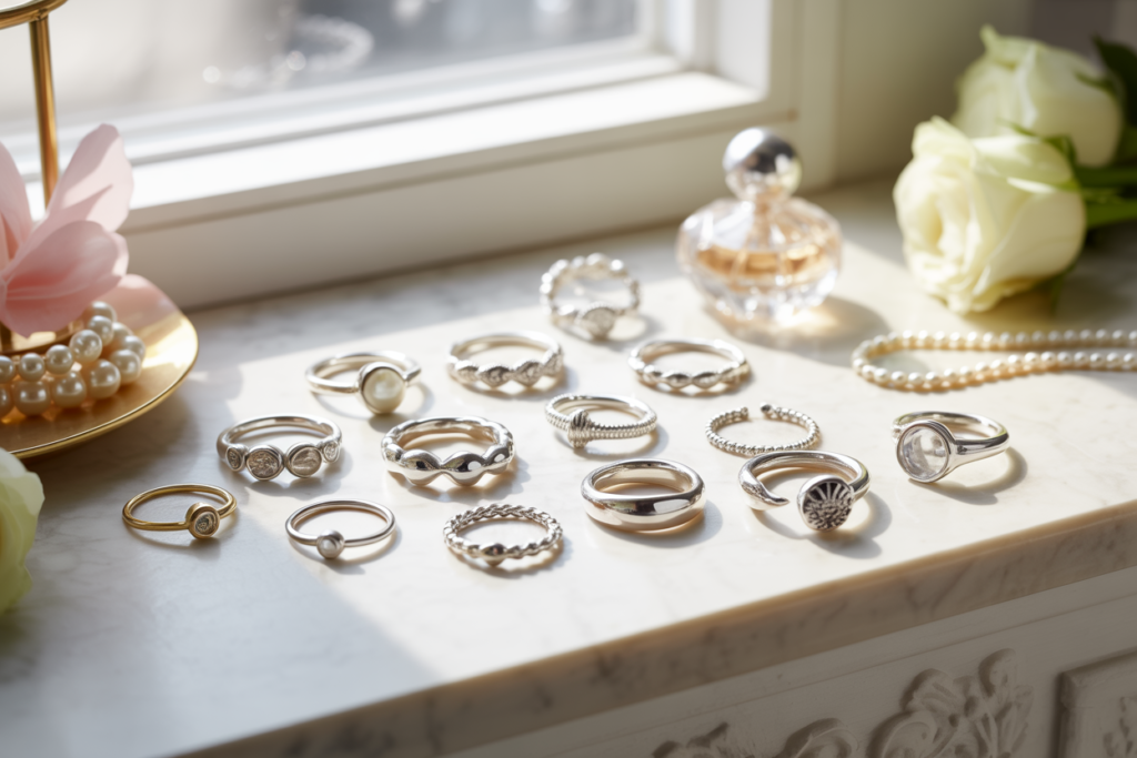 bagues en argent 925, 800 et plaqué