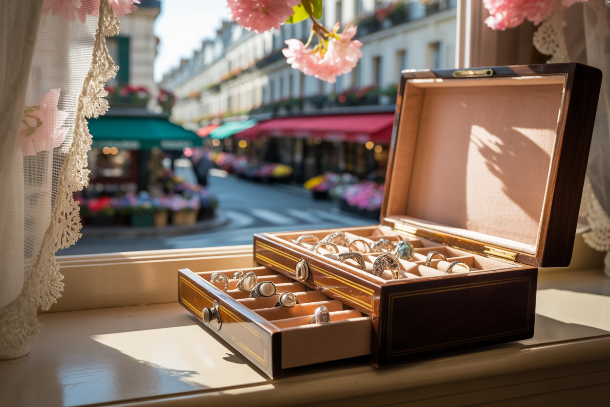 bagues en argent dans une boîte à bijoux
