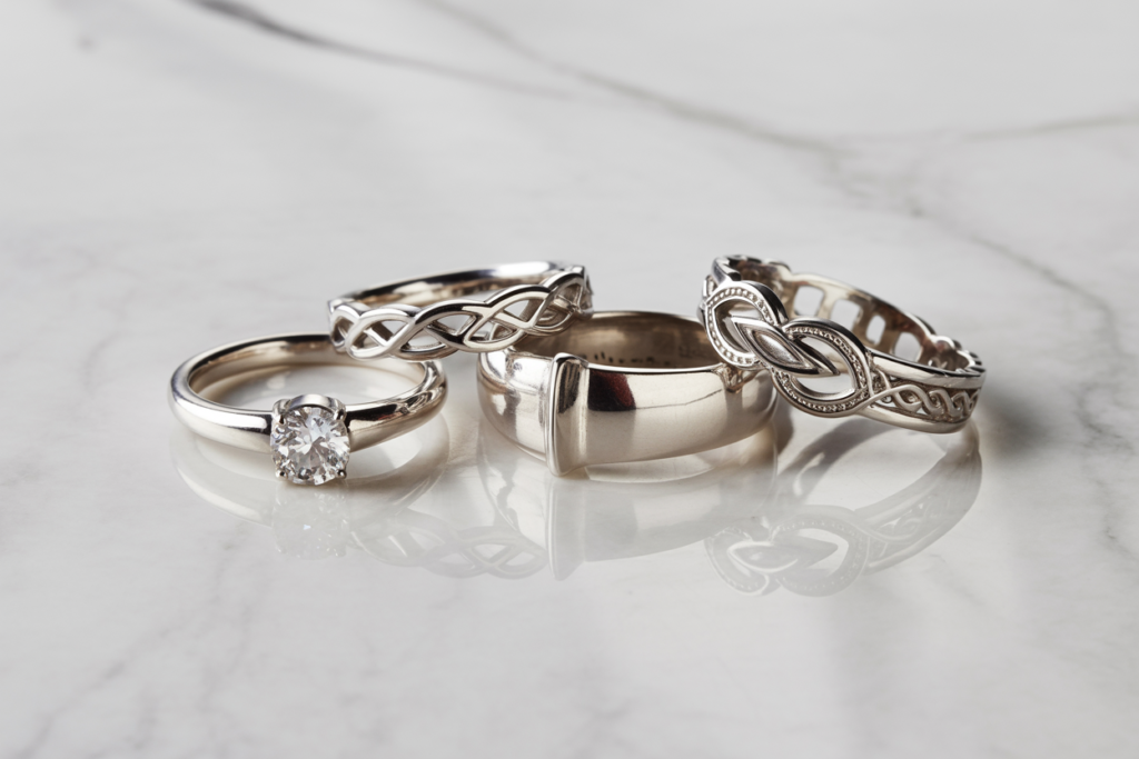 bagues en argent rhodie