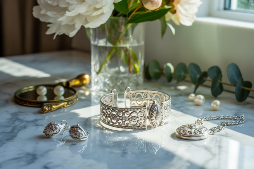 bracelet en argent et autres bijoux en argent