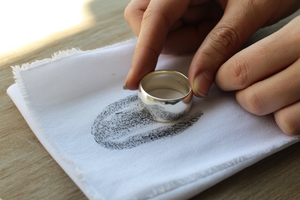 test du chiffon pour vérifier si bague en argent